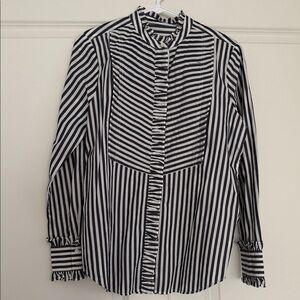 NWOT J. Crew Navy and White Striped Button Down